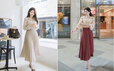 Chân váy dài và áo kiểu