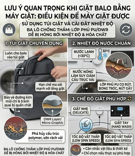 Cách giặt balo chống thấm nước