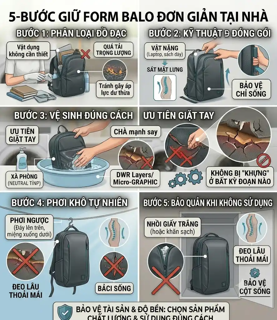 Mách bạn cách giữ form balo đúng cách để balo luôn bền đẹp như mới - Cách giữ form balo