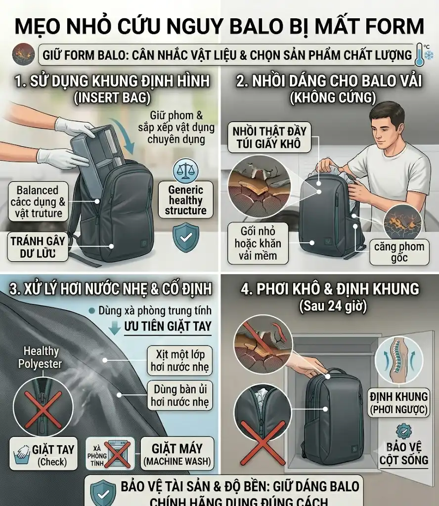 Mách bạn cách giữ form balo đúng cách để balo luôn bền đẹp như mới - Cách giữ form balo