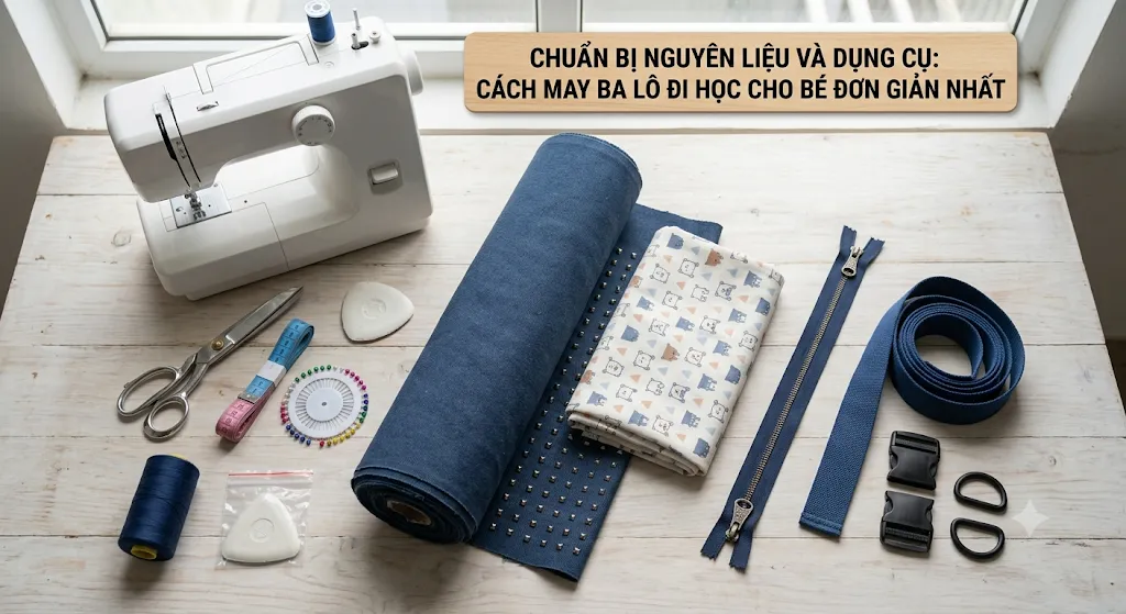 cách may ba lô đi học cho bé