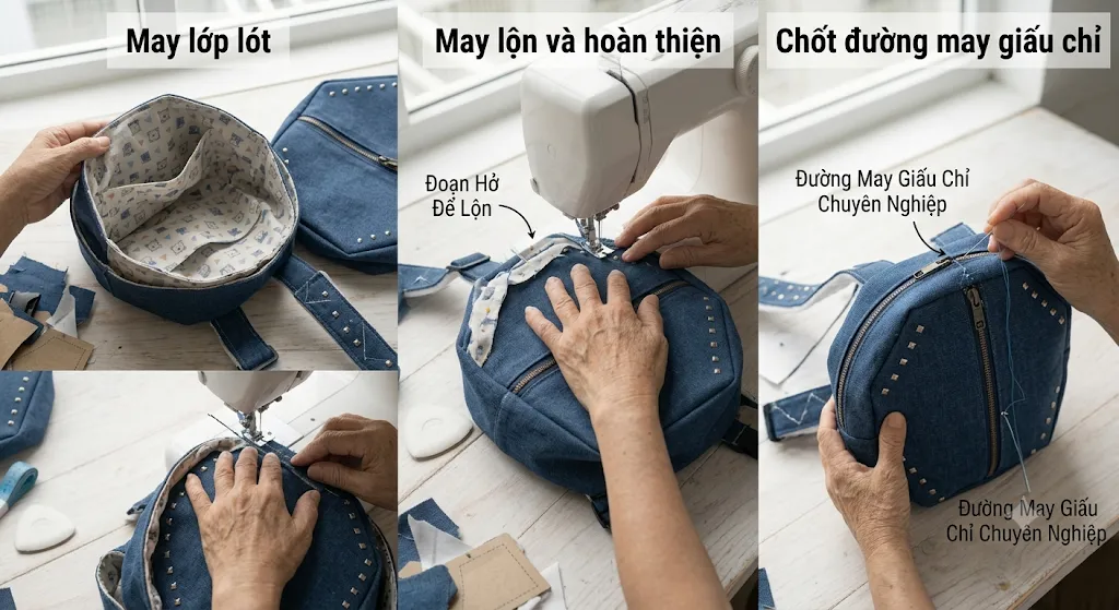 cách may ba lô đi học cho bé