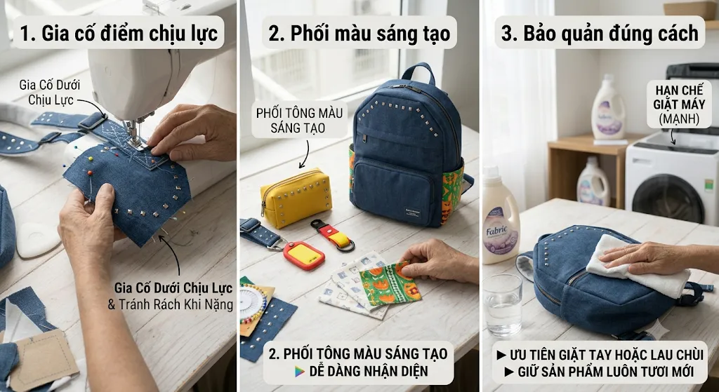 cách may ba lô đi học cho bé