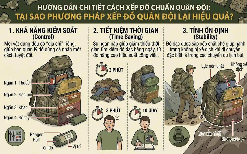 Cách xếp đồ trong quân đội: Bí quyết tối ưu không gian và tổ chức khoa học Cách xếp đồ trong quân đội: Bí quyết tối ưu không gian và tổ chức khoa học