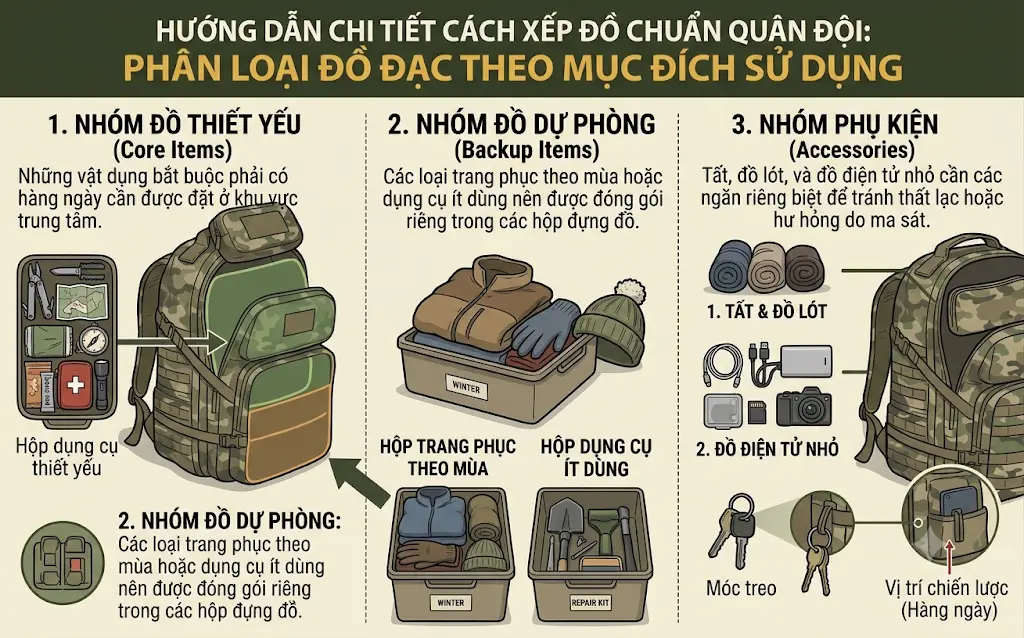 Cách xếp đồ trong quân đội: Bí quyết tối ưu không gian và tổ chức khoa học Cách xếp đồ trong quân đội: Bí quyết tối ưu không gian và tổ chức khoa học