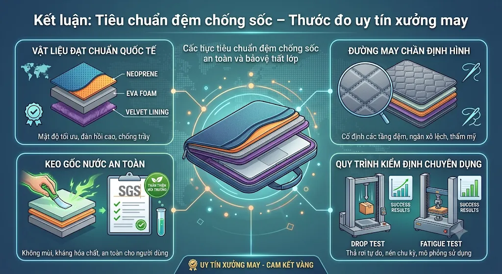 Đệm Chống Sốc Đa Tầng Tại Xưởng May Cặp Laptop
