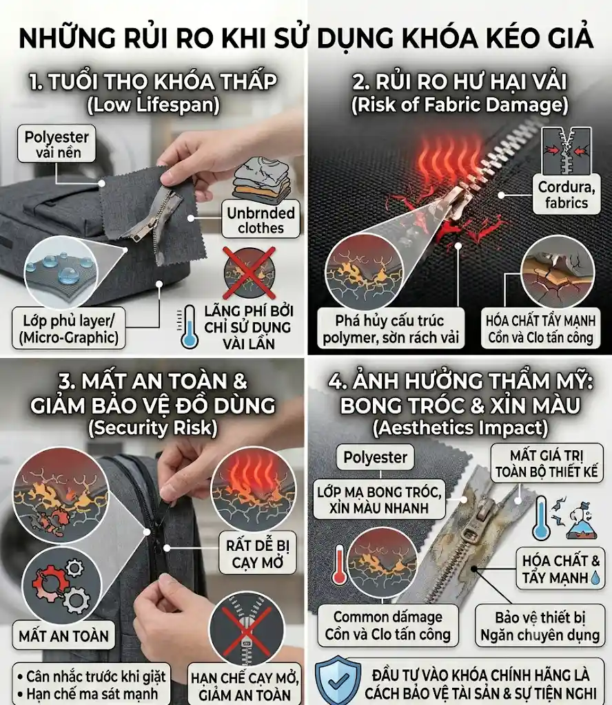 Giải thích về dòng chữ YKK và cách phân biệt hàng fake qua khóa kéo YKK - khóa kéo YKK