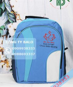 Mặt trước may Balo từ thiện gót sen hồng