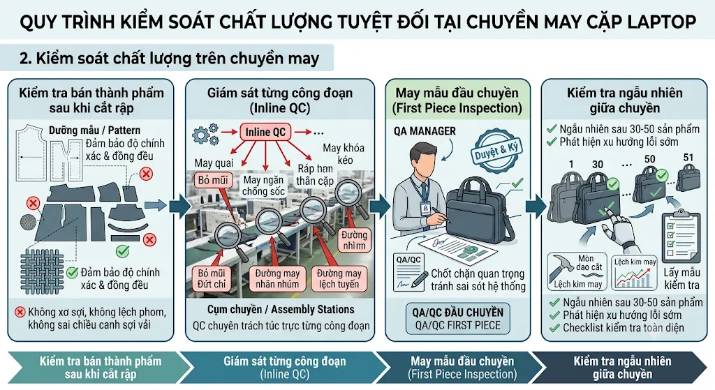 Kiểm Soát Chất Lượng Trong Chuyền May Cặp Laptop