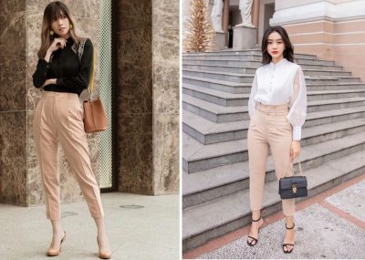 Quần baggy hợp với Dáng đồng hồ cát