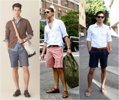 Sơ mi nam với quần shorts