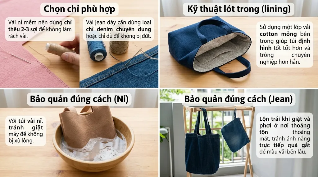 túi xách handmade bằng vải nỉ